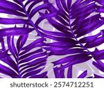 Africa Tropic Seamless Pattern. Large Leaf Aloha Rapport. Hawaiian Botany Texture Design Swimwear Shirt Botanical Flower Background. Violet Purple White Watercolor Leaves of Monstera, Palm and Jungle.