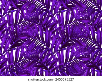 Patrón sin costuras de África tropical. Grande hoja Aloha Rapport. Violeta púrpura blanco hawaiano diseño de textura de botánica acuarela hojas de Monastera, palma y selva. Camisa De Baño Fondo De Flores Botánicas.