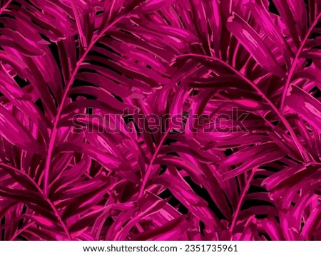 Africa Tropic Seamless Pattern. Pink Black  Swimwear Shirt Botanical Flower Background. Hawaiian Botany Texture Design. Watercolor Leaves of Monstera, Palm and Jungle. Large Leaf Aloha Rapport.