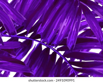 Africa Tropic Seamless Pattern. Swimwear Shirt Botanical Flower Background. Violet Purple White Hawaiian Botany Texture Design Large Leaf Aloha Rapport. Watercolor Leaves of Monstera, Palm and Jungle.