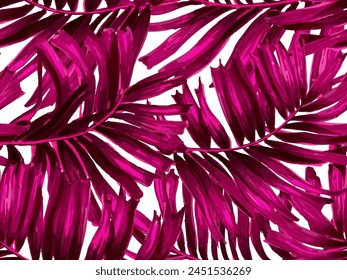 Africa Tropic Seamless Pattern. Watercolor Leaves of Monstera, Palm and Jungle. Hawaiian Botany Texture Design. Large Leaf Aloha Rapport. Swimwear Shirt Botanical Flower Background. Pink White