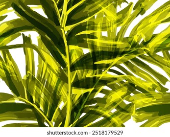 África Trópico Padrão Sem Costura. Folhas de Aquarela de Monstera, Palm e Selva. Camisa de banho Fundo de flor botânica. Verde Branco Grande Folha Aloha Rapport. Projeto de textura de botânica havaiana.