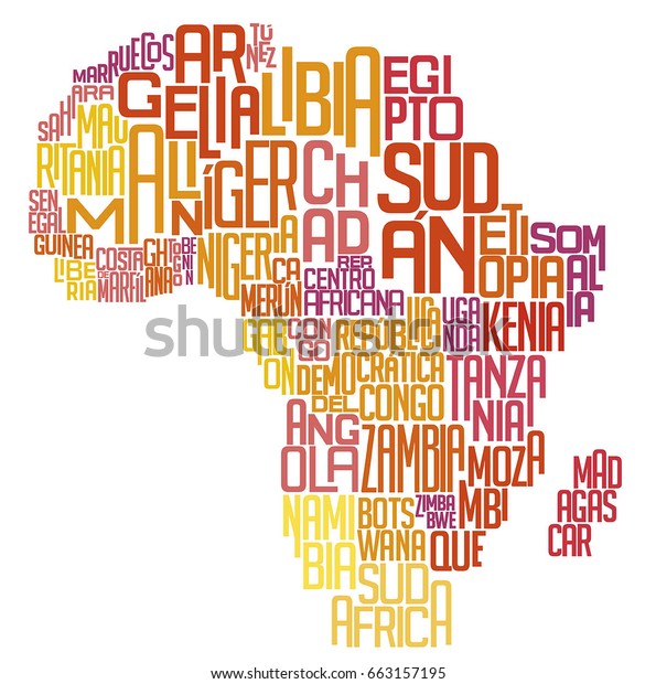 Africa Typographic Map Stock Vector (Royalty Free) 663157195 | Shutterstock