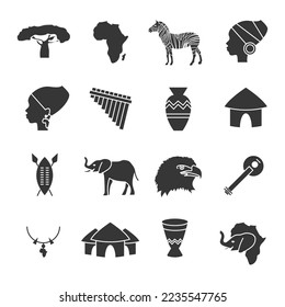 africa vector icon set african culture and wildlife icon set