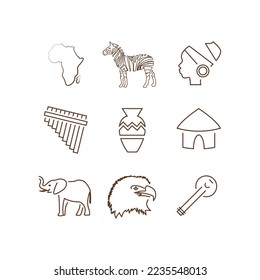 icono del vector de áfrica conjunto de iconos de la cultura africana y la vida silvestre