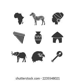 africa vector icon set african culture and wildlife icon set