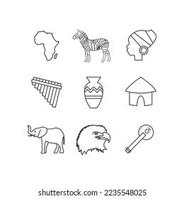afrikanische Vektorsymbol-Set für afrikanische Kultur und Tierwelt