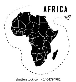 Africa vector map. Black silhouette country. Travel flat cartography