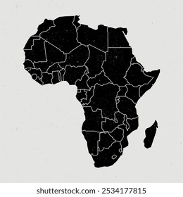 africa vintage icon map. Vintage africa map with regions isolated on white background.