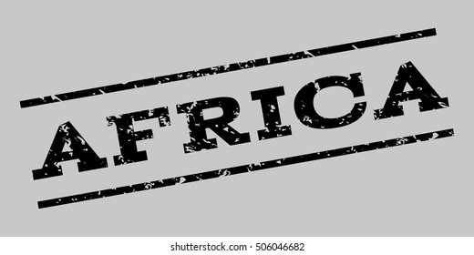 Africa watermark stamp. Text Caption between parallel lines with grunge design style. Rubber seal stamp with unclean texture. Vector black color ink imprint on a silver gray background.