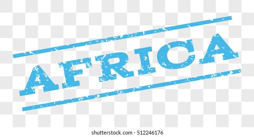 Africa watermark stamp. Text caption between parallel lines with grunge design style. Rubber seal stamp with unclean texture. Vector light blue color ink imprint on a chess transparent background.