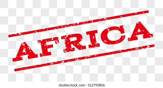 Africa watermark stamp. Text caption between parallel lines with grunge design style. Rubber seal stamp with dirty texture. Vector red color ink imprint on a chess transparent background.