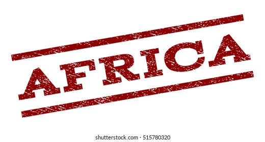 Africa watermark stamp. Text caption between parallel lines with grunge design style. Rubber seal stamp with dust texture. Vector dark red color ink imprint on a white background.
