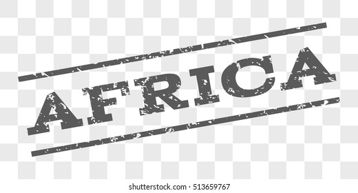 Africa watermark stamp. Text tag between parallel lines with grunge design style. Rubber seal stamp with unclean texture. Vector grey color ink imprint on a chess transparent background.