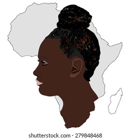 The Africa and its women. Symbolic illustration depicting a typical African woman