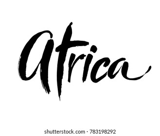 Africa word hand drawn lettering on a white background. Modern brush calligraphy. Vector illustration.