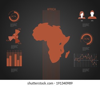 Africa World map with different colored continents - Illustration