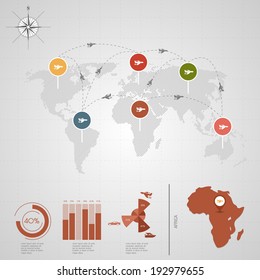 AFRICA. World Map. Travel vector Illustration.