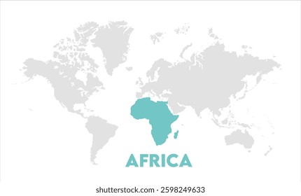 Africa in world map-06, Map of Africa, highlighted on the world map, Africa on the world map, Satellite view, Africa's location on the globe.