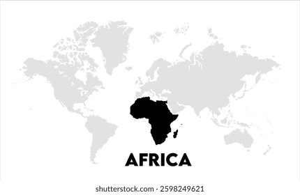 Africa in world map-11, Map of Africa, highlighted on the world map, Africa on the world map, Satellite view, Africa's location on the globe.