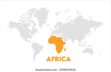 Africa in world map-12, Map of Africa, highlighted on the world map, Africa on the world map, Satellite view, Africa's location on the globe.