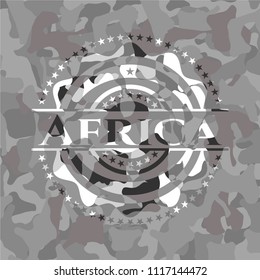 Africa written on a grey camouflage texture