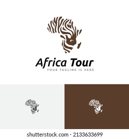 Africa Zebra Silhouette Animal Wildlife Tour Travel Logo Template