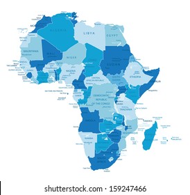 Africa-highly detailed map.All elements are separated in editable layers clearly labeled. Vector 