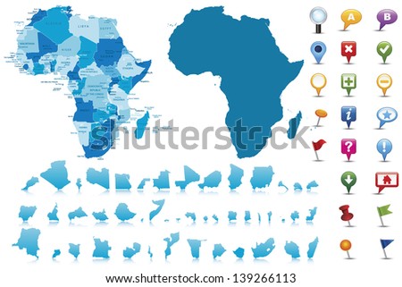 Africa-highly detailed map.All elements are separated in editable layers clearly labeled. Vector