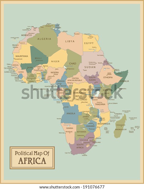 Africahighly Detailed Map Elements Separated Editable Stock Vector Royalty Free 191076677 5990