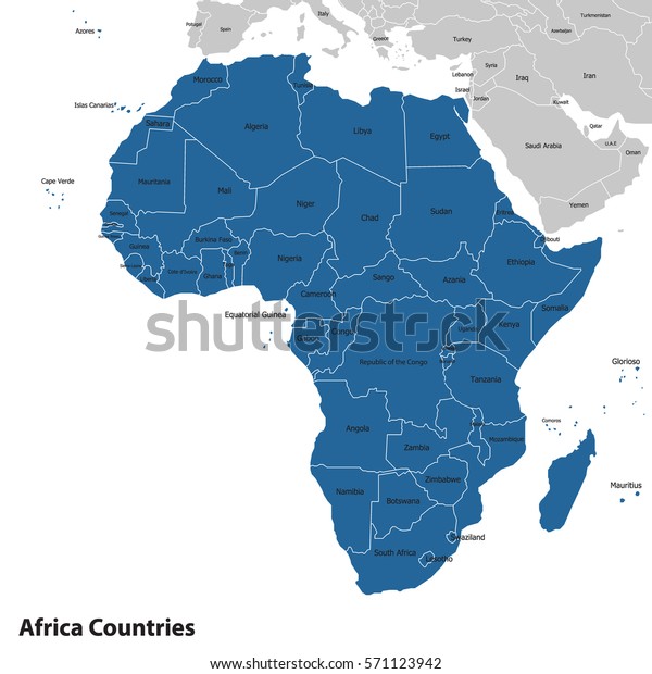 Africahighly Detailed Mapeditable Layers Vector Maps Stock Vector Royalty Free 571123942 2310