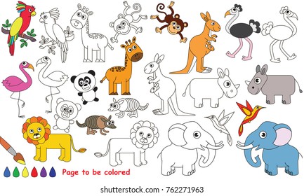 Africal Wild Animals to be colored, the coloring book for preschool kids with easy educational gaming level.