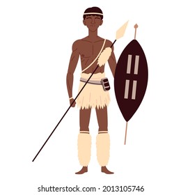 African Aboriginal Tribal Warrior Isolated Stock Vector (Royalty Free ...