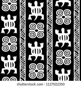 African Adinkra Pattern - black and white digital art ritual symbols and screen printing nations and tribes Akans of Ghana and Cote DIvoire.