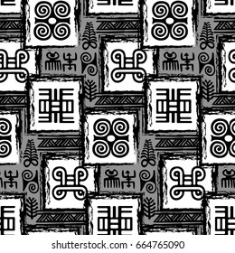 African Adinkra Pattern - black and white digital art ritual symbols and screen printing nations and tribes Akans of Ghana and Cote DIvoire.