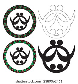 African Adinkra Symbol Ti Koro Nko Vector Illustration