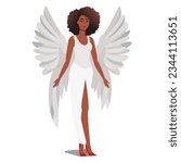 african american angel vector flat minimalistic isolated