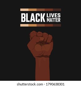 African American arm gesture on a palette of skin shades background. Black lives matter. Sticker, patch, t-shirt print, logo design. The fight for the human rights