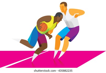 African American basketball player central attack opponent