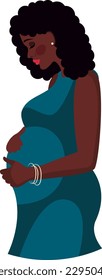 African American beautiful young pregnant girl. The girl hugs her belly, pregnancy