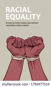 african american black fists tied with rope stop racism racial equality black lives matter concept vertical copy space vector illustration