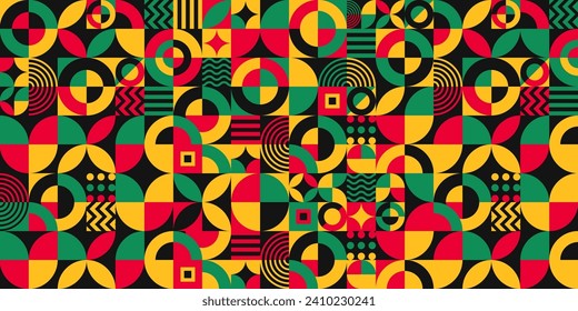 African American Black history month Neo geometric seamless pattern background. Celebrated February in united state and Canada. Juneteenth Independence Day. Kwanzaa. use to banner, poster, book cover.