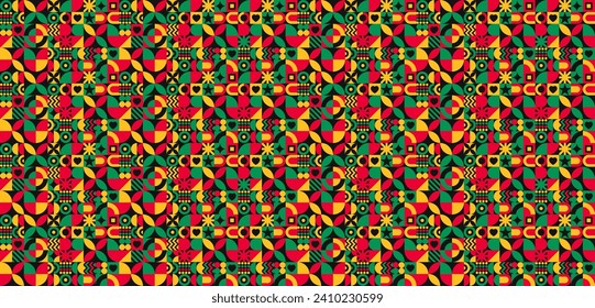 African American Black history month Neo geometric seamless pattern background. Celebrated February in united state and Canada. Juneteenth Independence Day. Kwanzaa. use to banner, poster, book cover.