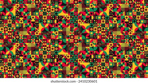 African American Black history month Neo geometric seamless pattern background. Celebrated February in united state and Canada. Juneteenth Independence Day. Kwanzaa. use to banner, poster, book cover.