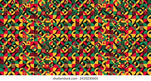 African American Black history month Neo geometric seamless pattern background. Celebrated February in united state and Canada. Juneteenth Independence Day. Kwanzaa. use to banner, poster, book cover.