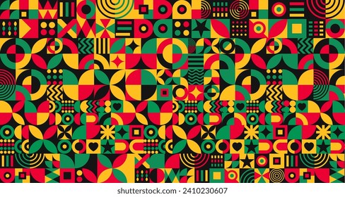 African American Black history month Neo geometric seamless pattern background. Celebrated February in united state and Canada. Juneteenth Independence Day. Kwanzaa. use to banner, poster, book cover.