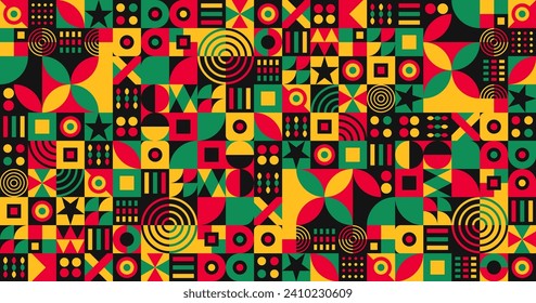 African American Black history month Neo geometric seamless pattern background. Celebrated February in united state and Canada. Juneteenth Independence Day. Kwanzaa. use to banner, poster, book cover.