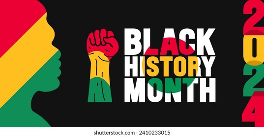 African American Black history month 2024 colorful lettering typography with background Celebrated February in united state and Canada. Juneteenth Independence Day. Kwanzaa.