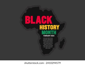 African American Black history month colorful lettering typography with african map background Celebrated February in united state and Canada. Juneteenth Independence Day. Kwanzaa