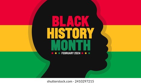 African American Black history month colorful lettering typography with African man background. Celebrated February in united state and Canada. Juneteenth Independence Day. Kwanzaa